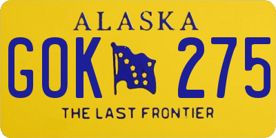 AK license plate GOK275