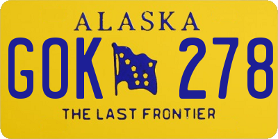 AK license plate GOK278