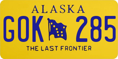 AK license plate GOK285