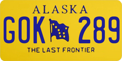 AK license plate GOK289