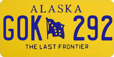 AK license plate GOK292