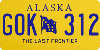 AK license plate GOK312
