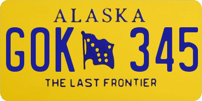 AK license plate GOK345