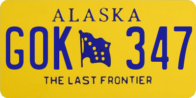 AK license plate GOK347