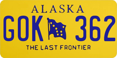 AK license plate GOK362