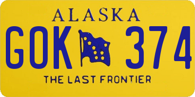 AK license plate GOK374