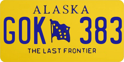 AK license plate GOK383
