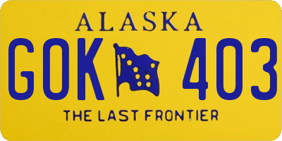 AK license plate GOK403