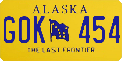 AK license plate GOK454