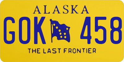 AK license plate GOK458