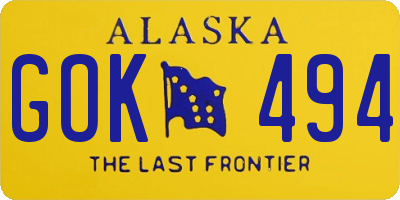 AK license plate GOK494