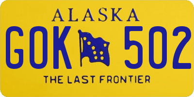AK license plate GOK502