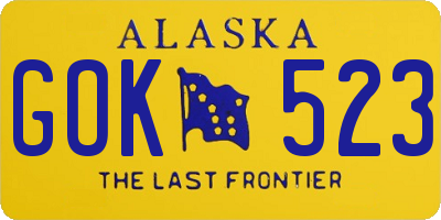 AK license plate GOK523