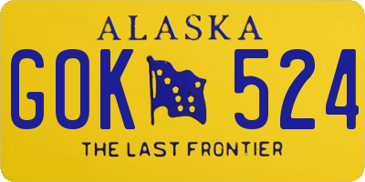 AK license plate GOK524