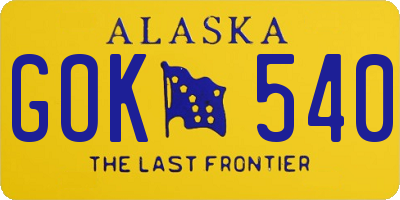 AK license plate GOK540