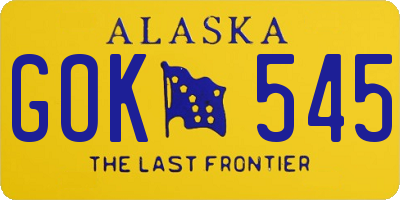 AK license plate GOK545