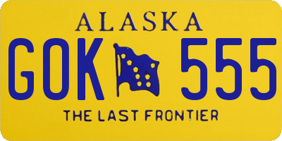 AK license plate GOK555