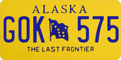 AK license plate GOK575