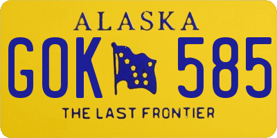 AK license plate GOK585