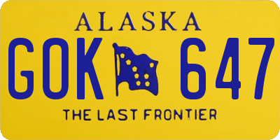 AK license plate GOK647