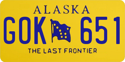 AK license plate GOK651