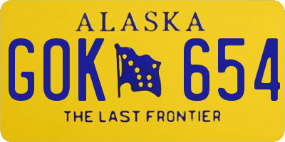 AK license plate GOK654