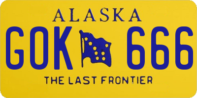 AK license plate GOK666
