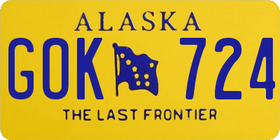 AK license plate GOK724