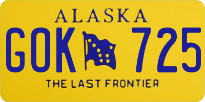 AK license plate GOK725