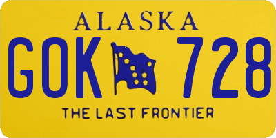 AK license plate GOK728