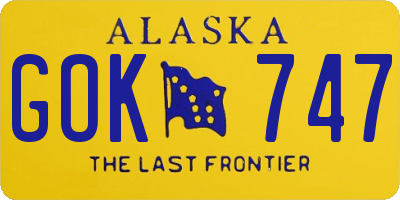 AK license plate GOK747