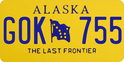 AK license plate GOK755