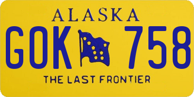 AK license plate GOK758