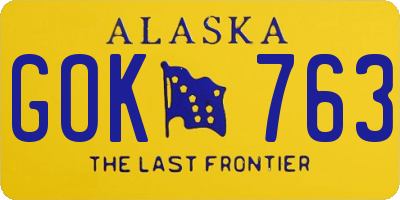 AK license plate GOK763