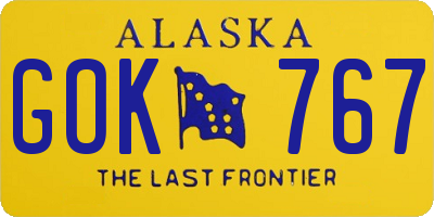 AK license plate GOK767