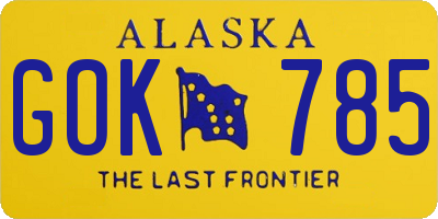 AK license plate GOK785