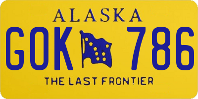 AK license plate GOK786
