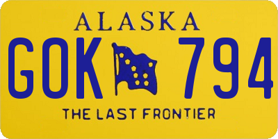 AK license plate GOK794