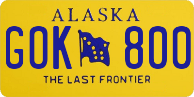 AK license plate GOK800