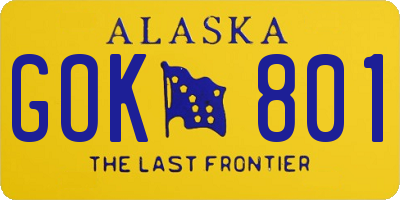 AK license plate GOK801