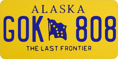 AK license plate GOK808