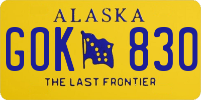 AK license plate GOK830