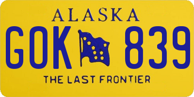 AK license plate GOK839