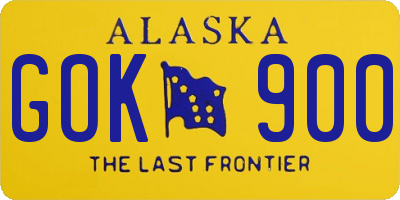 AK license plate GOK900