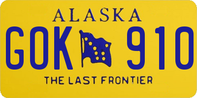 AK license plate GOK910