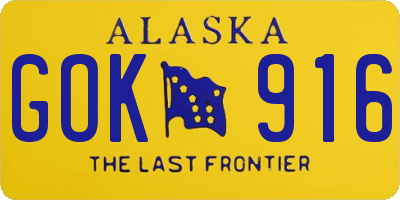 AK license plate GOK916