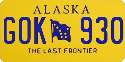 AK license plate GOK930
