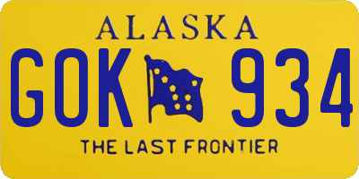 AK license plate GOK934