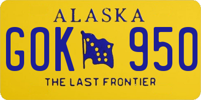 AK license plate GOK950