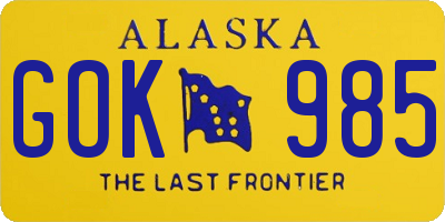 AK license plate GOK985